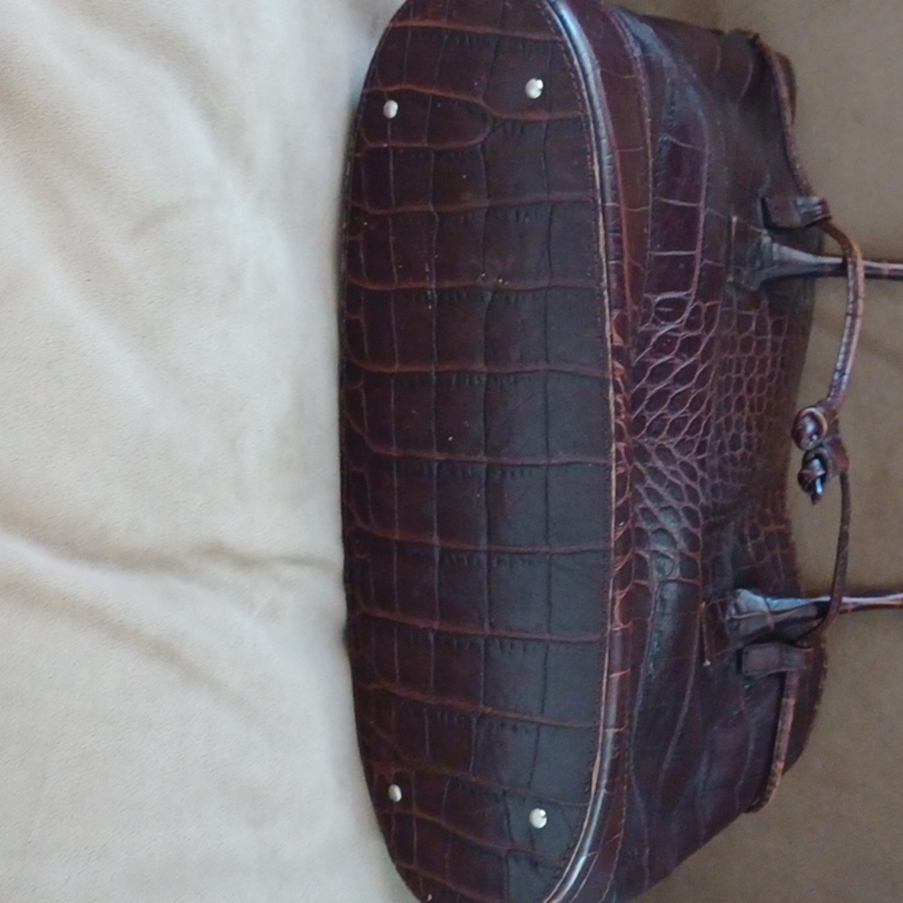 Talbots Brown  Croco Leather Vintage Bag Tote Purse Old Money Y2k - Picture 4 of 9